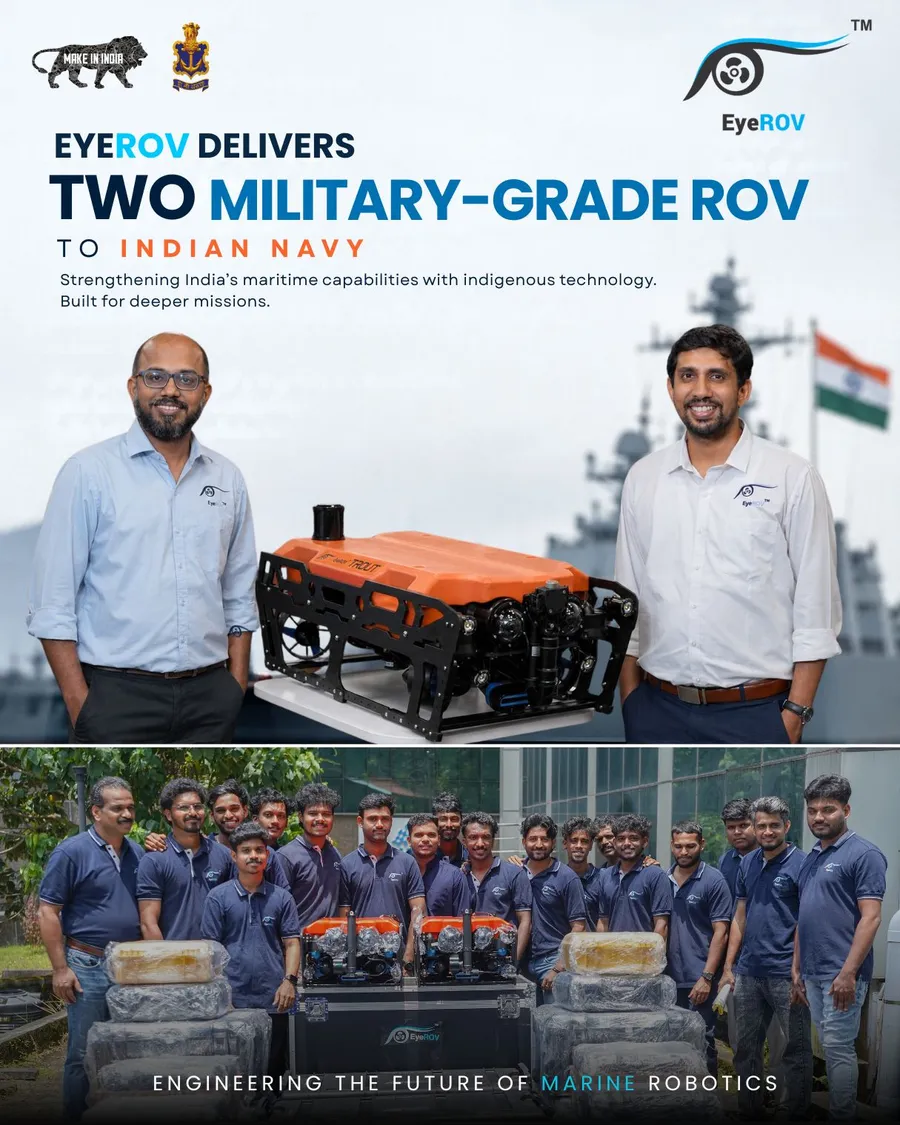 EyeROV team delivering two Military-Grade TROUT ROVs to the Indian Navy